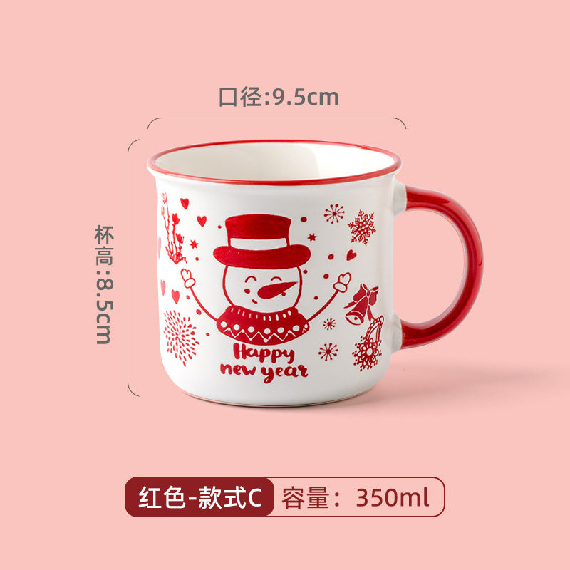 A Christmas mug creative cute cartoon ceramic cup girls coffee cup teacup holiday gift cup