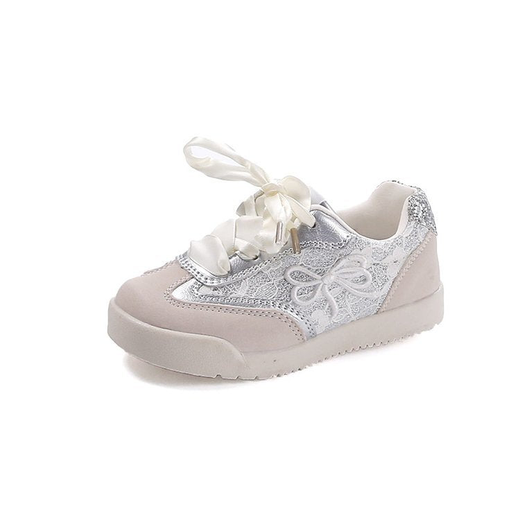 P Spring and Autumn New Girls Board Shoes Medium and Older Children Ultra Light Girls Sneakers Running Shoes