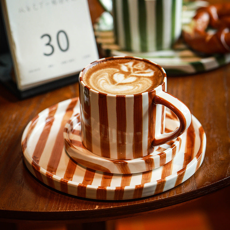A Nordic hand-painted retro coffee cup and saucer set