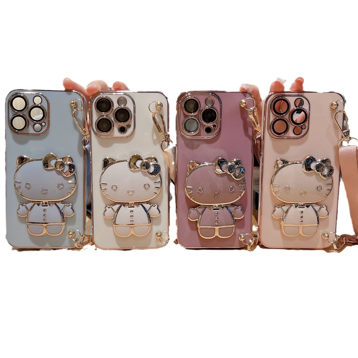 A makeup mirror crossbody rope mobile phone case