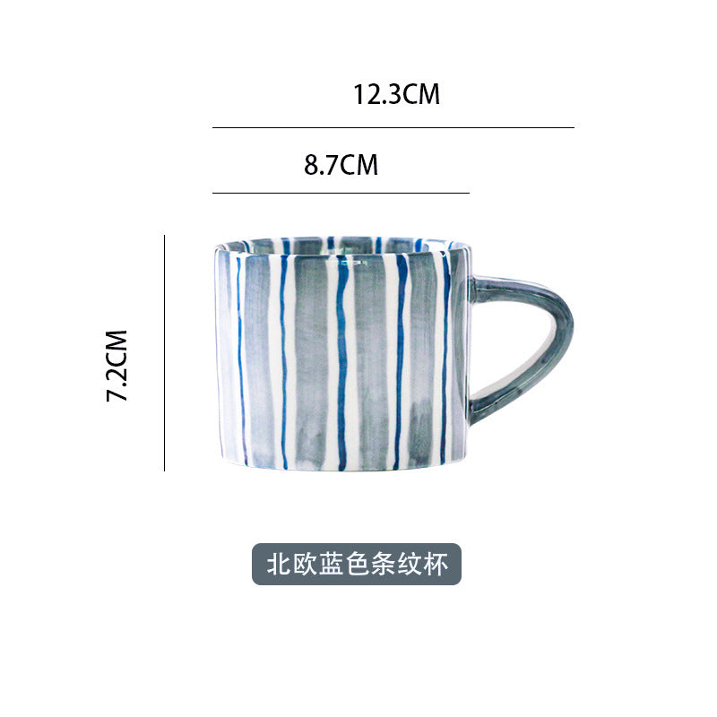 A Nordic hand-painted retro coffee cup and saucer set