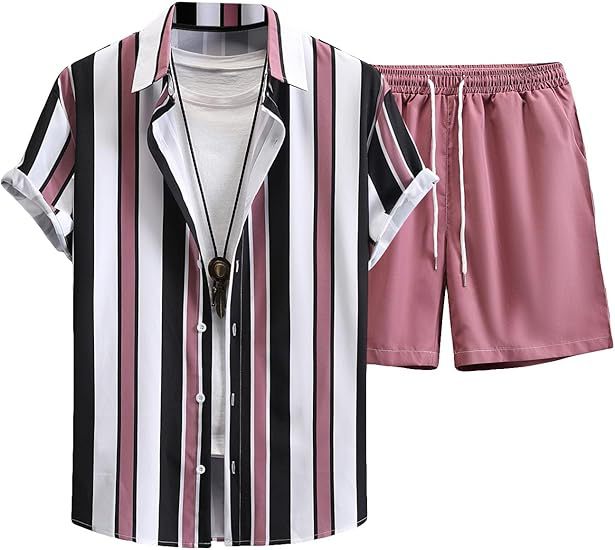 A Men's Short Sleeve Shorts Shirt Set