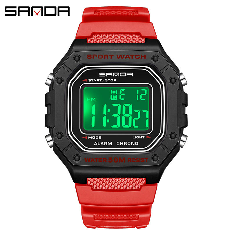 A fashionable small square electronic watch male and female students Korean version simple multi-function luminous waterproof watch factory wholesale