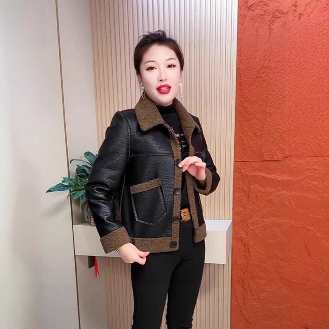 A women's leather jacket