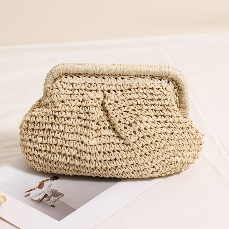 A INS paper rope woven bag female Internet celebrity shoulder crossbody shoulder strap vacation beach bag versatile chain bag