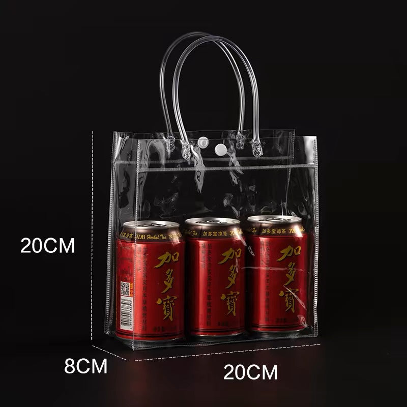 A spot stall pvc plastic tote bag transparent hose thickened red wine packaging bag gift bag