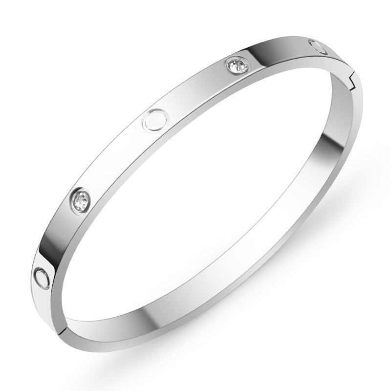 A Cross-border fashion bracelet with diamond buckle ten diamonds titanium steel diamond rose gold bracelet women's light luxury temperament