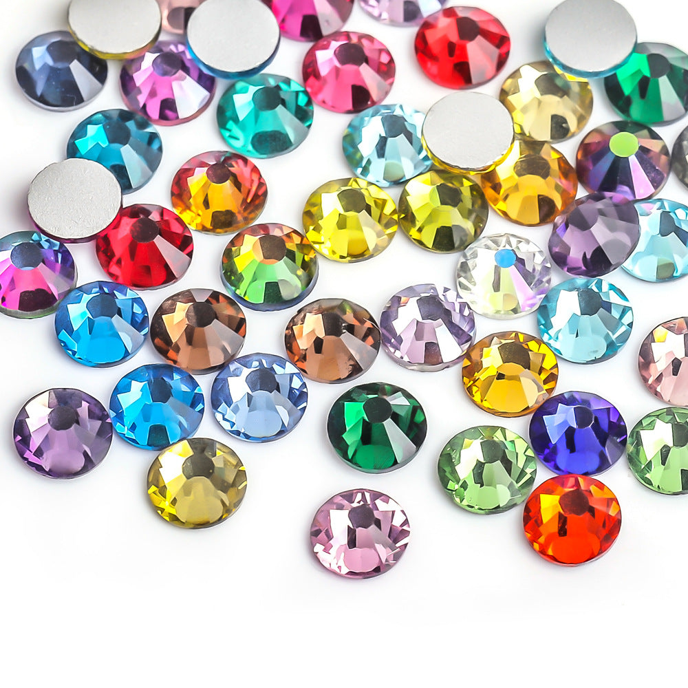 A Weichen rhinestone factory direct sales flat-bottomed diamond nail drill glass crystal round DIY sticker diamond jewelry accessories white - Mixbatch