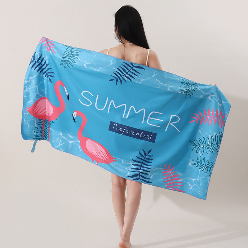 A microfiber double-sided velvet beach towel