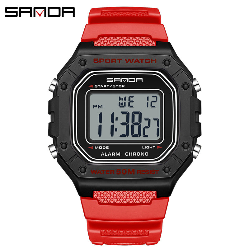 A version of swimming waterproof youth electronic watch simple alarm clock single display small square men and women, student wrist