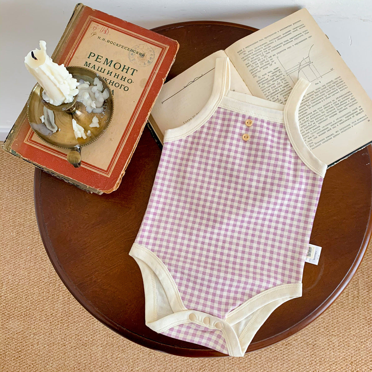 A baby summer camisole, fart jacket, ins, baby sleeveless, soft plaid hayi, one-piece climbing suit - Mixbatch