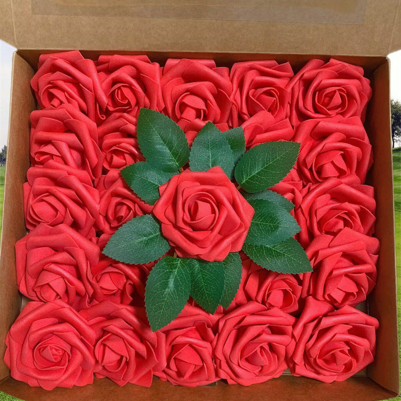 A 25 roses European gift box foam pe roses with rod Gator simulation fake flower Valentine's Day bouquet