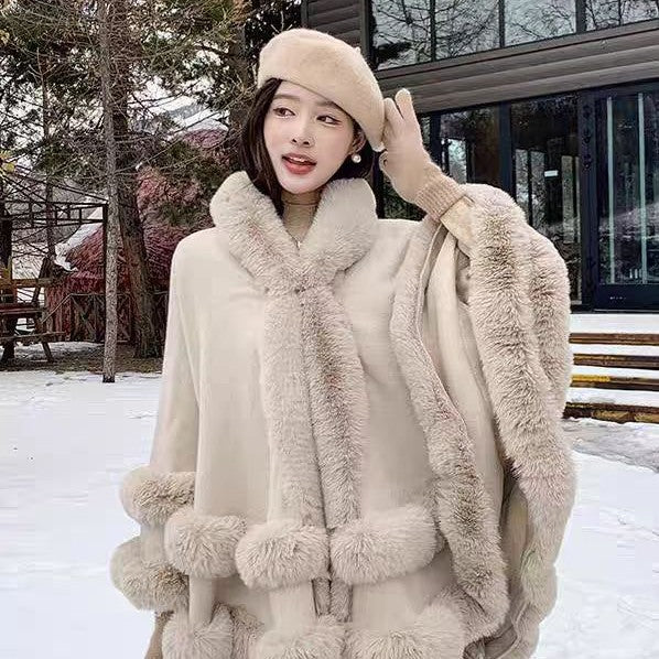 A new loose fur collar shawl