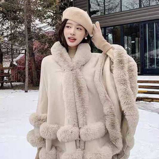 A new loose fur collar shawl