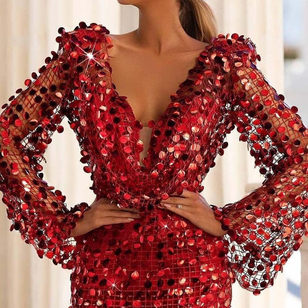 A burgundy dress evening dress