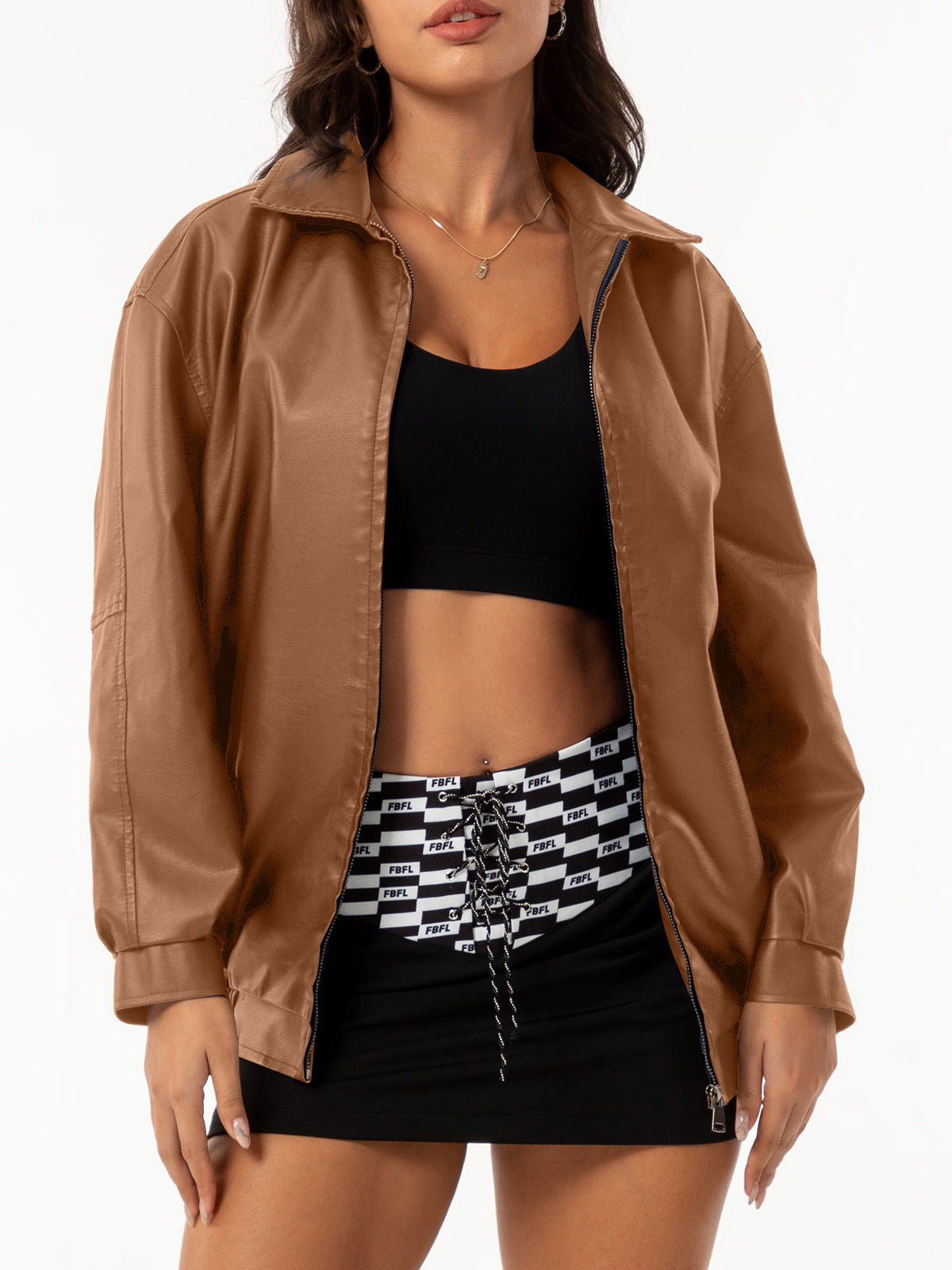 A women's leather jacket