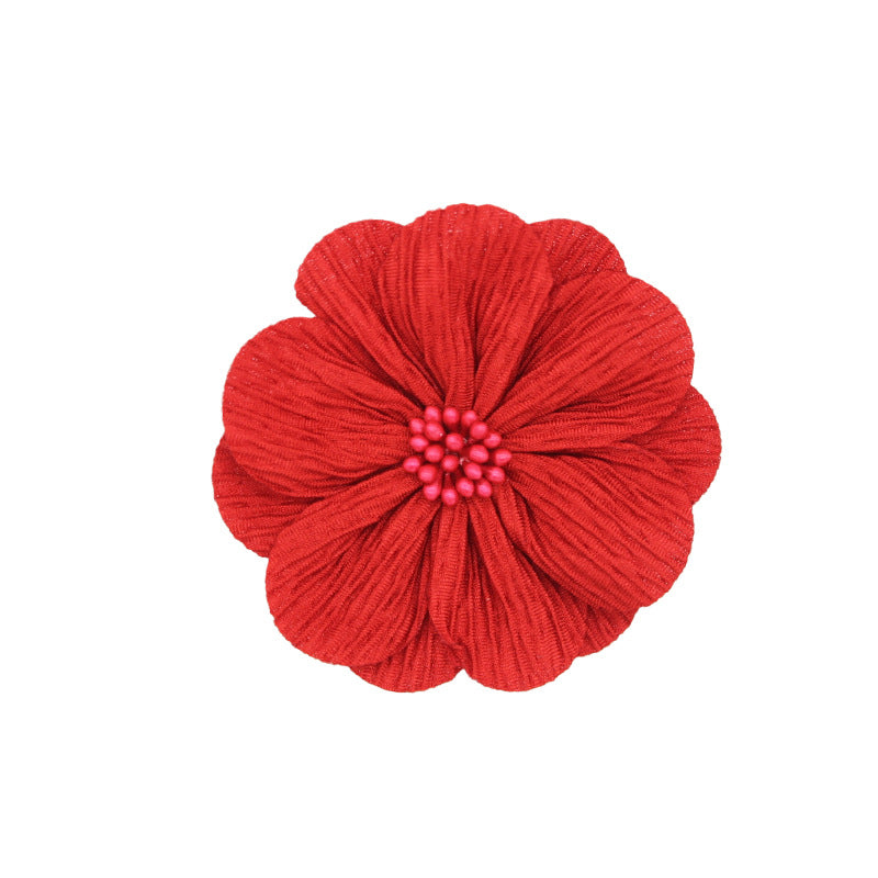 A new handmade pleated fabric flower bark pattern flower core head flower headband accessories shoes and hats flower clothing accessories 8CM - Mixbatch