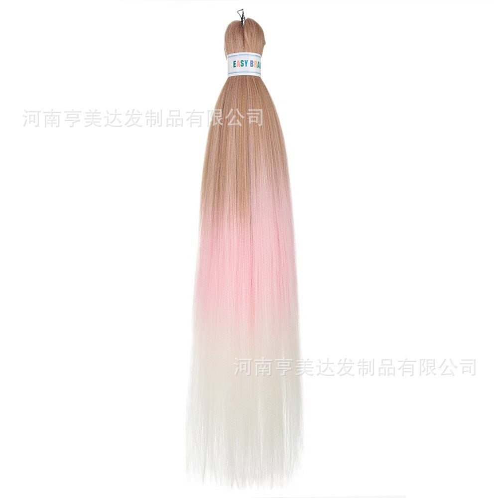 A EZ Color 26inch Women Chemical Fiber Long Straight Hair Large Easy Braided Hair Low Temperature Silk Long Straight Hair Wig