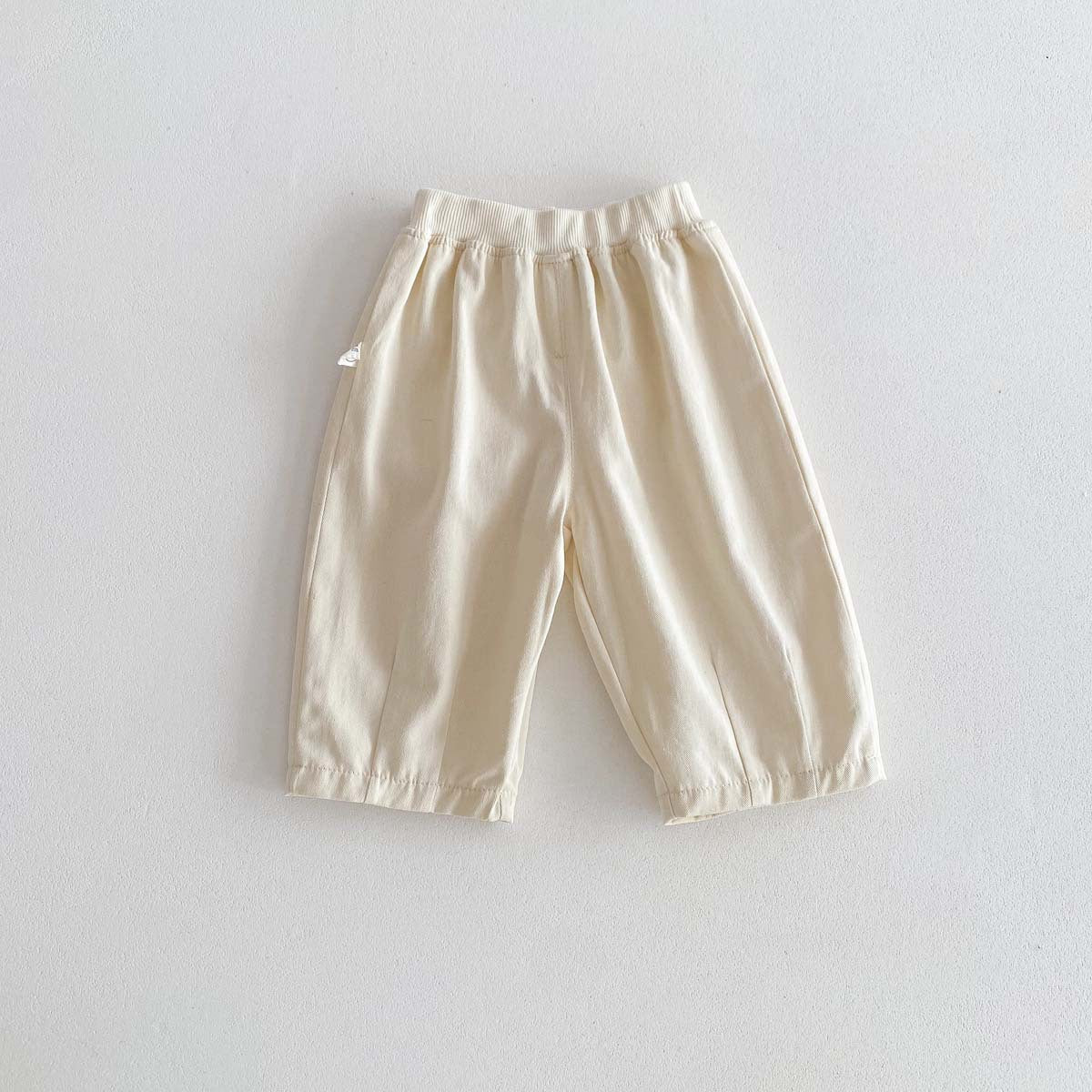 A Children's Spring/Summer Solid Color Casual Pants Baby Woven Cotton Wide Leg Pants for Boys and Girls Korean Edition Outgoing Pants with Open Crotch - Mixbatch