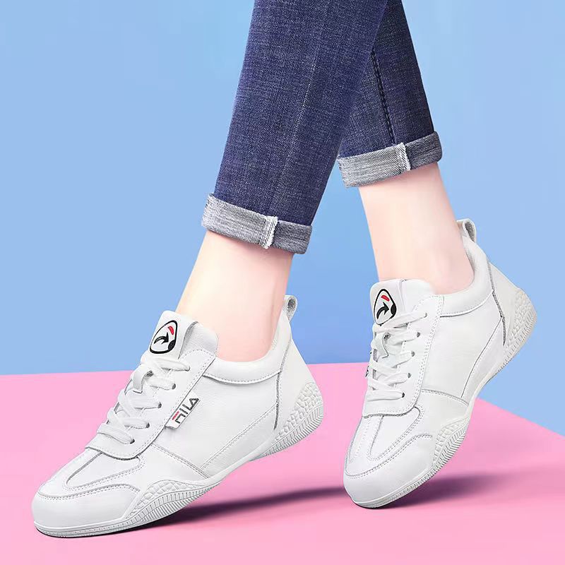 Foreign trade small white shoes, women's shoes with leather surface, sports and leisure flat soles, Korean version, fashionable soft soles, lightweight single shoes, and sports shoes for distribution - Mixbatch