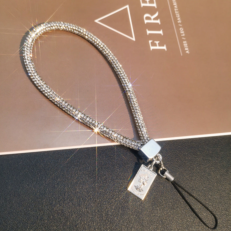 A Mobile phone lanyard length Wrist rhinestone lanyard Women's high-end luxury full diamond pendant Colorful fashion pendant - Mixbatch
