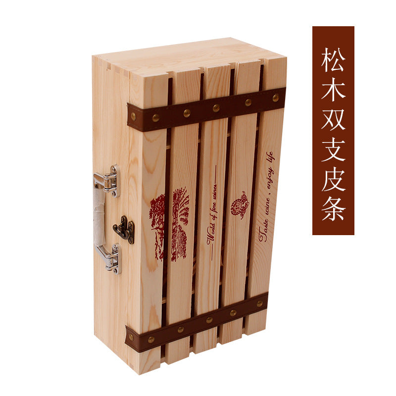 A red wine gift box single wooden box high-end solid wood packaging box wine box paulownia pine