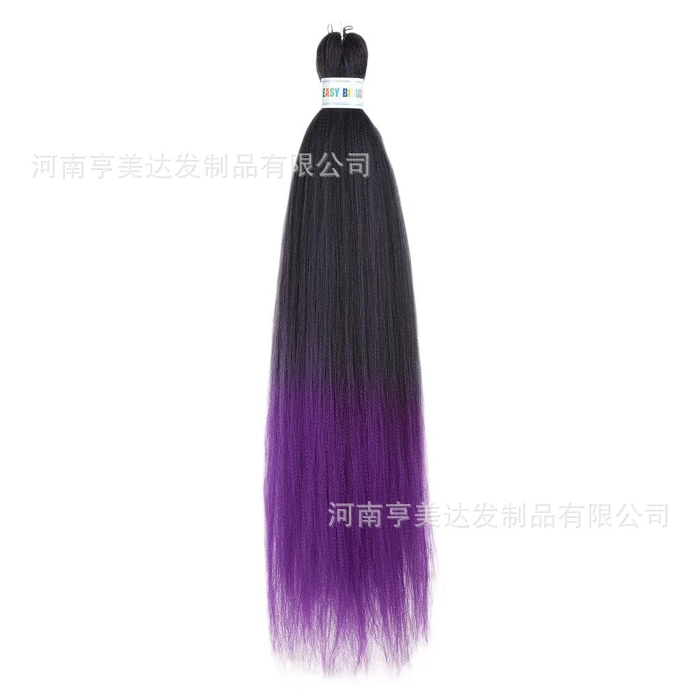 A EZ Color 26inch Women Chemical Fiber Long Straight Hair Large Easy Braided Hair Low Temperature Silk Long Straight Hair Wig - Mixbatch