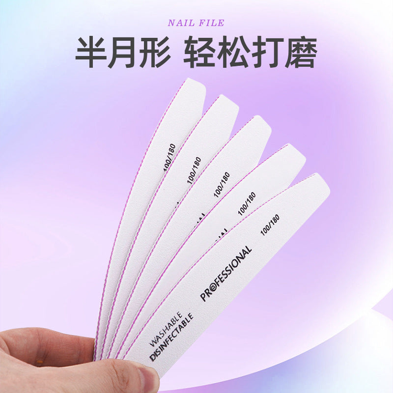 A Nail art tool nail file, white sandpaper grinding strip, half-month double-sided washable wear-resistant nail rubbing strip wholesale - Mixbatch