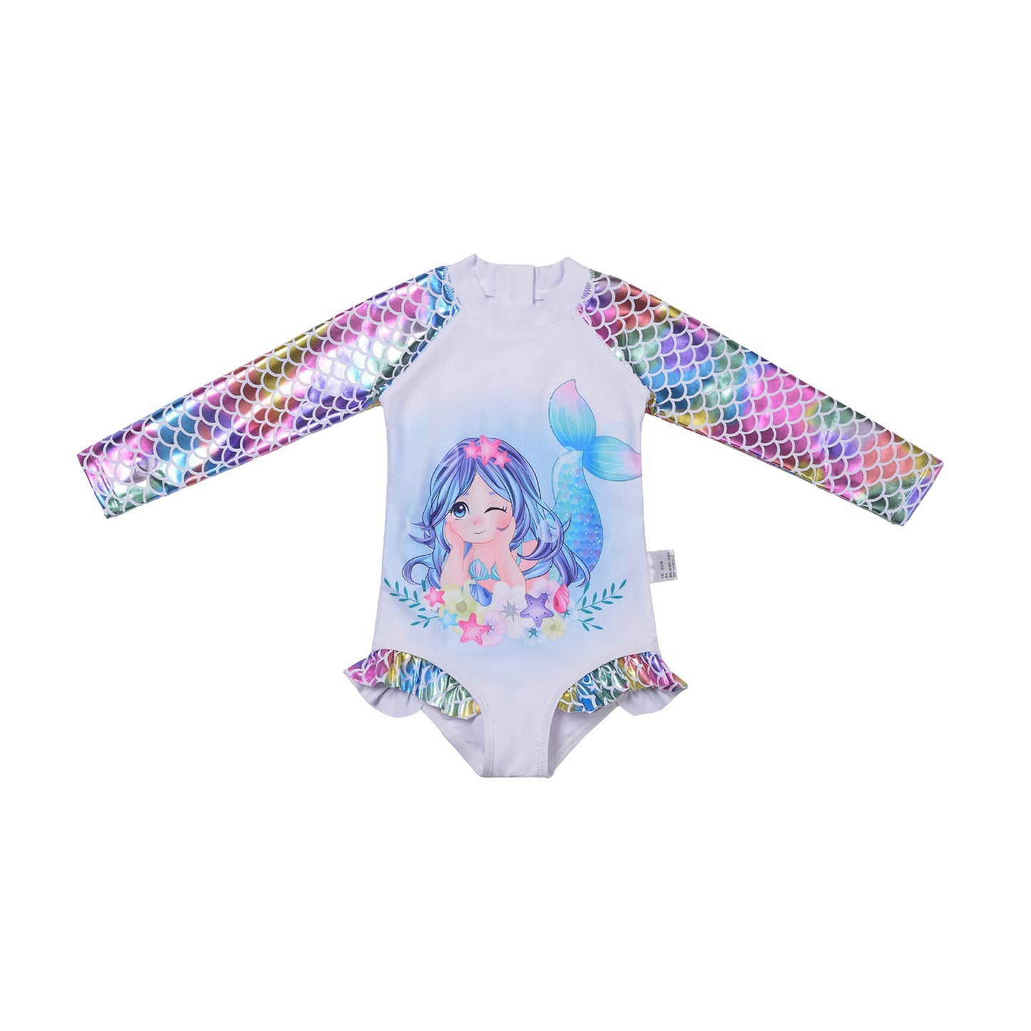 A Swimsuit girl mermaid long sleeve one-piece princess cartoon cute girl swimming