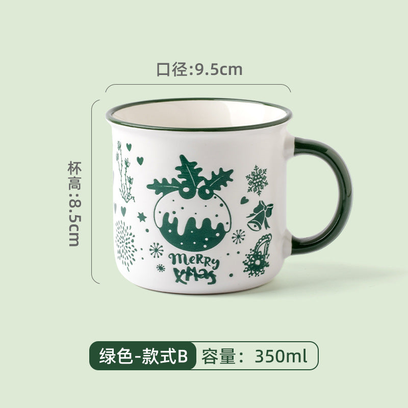 A Christmas mug creative cute cartoon ceramic cup girls coffee cup teacup holiday gift cup