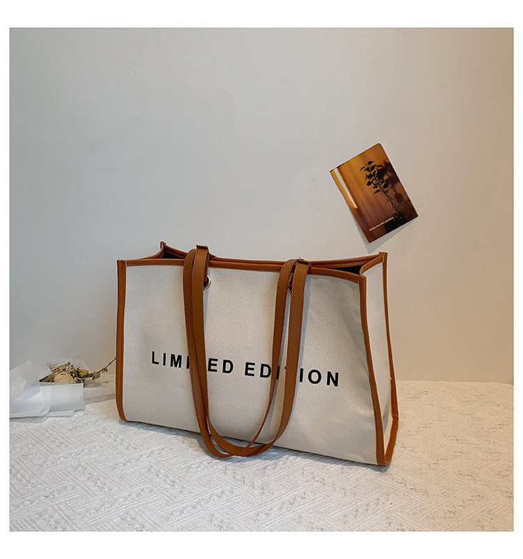 A trendy personalized shoulder bag alphabet printed canvas women's bag