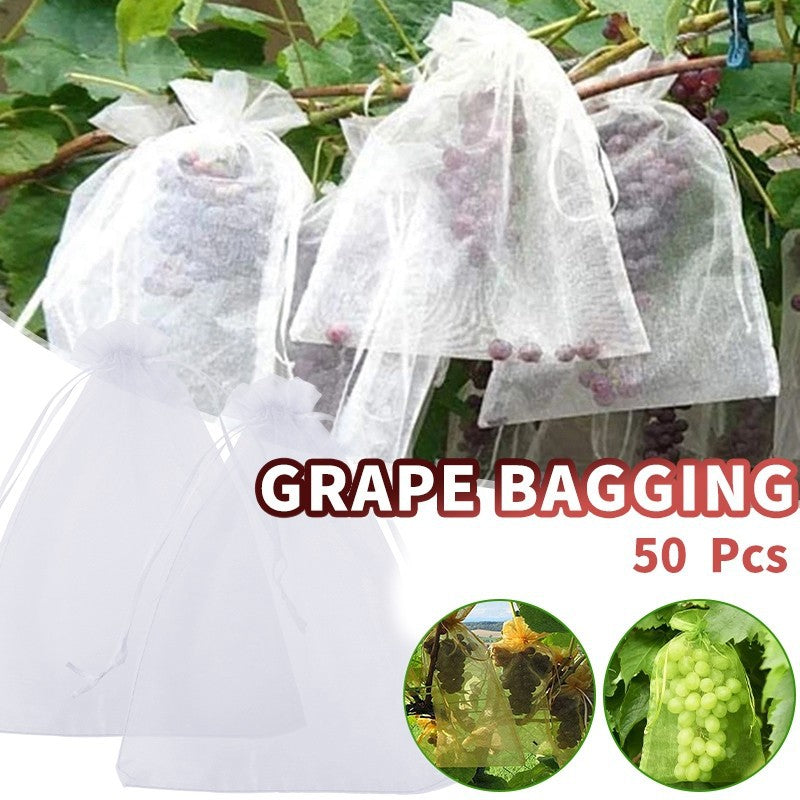 A Cross-border, mesh bag fruit insect-proof bag bird-proof bag gauze mesh bag reusable tomato eggplant grape apple MOQ: 500 PIECE - Mixbatch