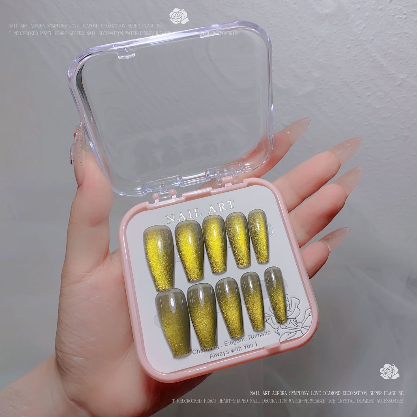 A new nail art wear nail spar cat eye flash diamond nail patch wear nail handmade nail art fake nail wholesale - Mixbatch