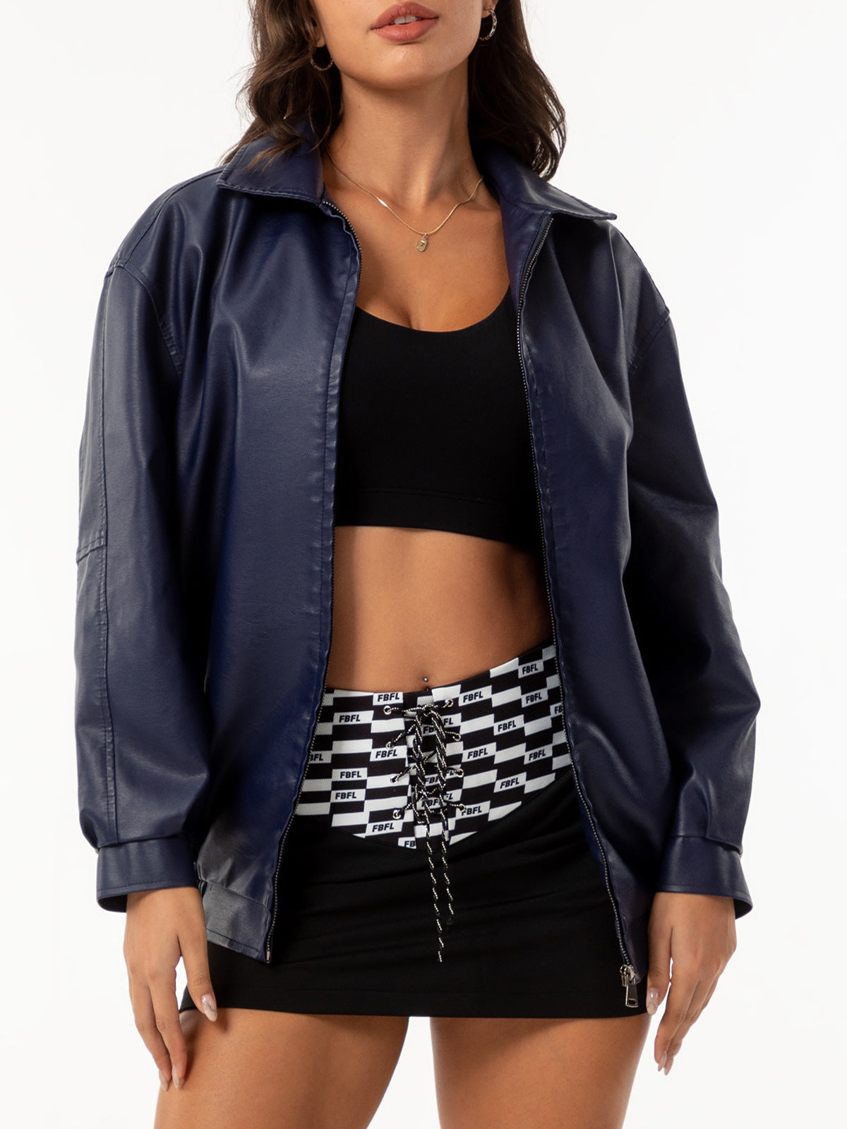A women's leather jacket