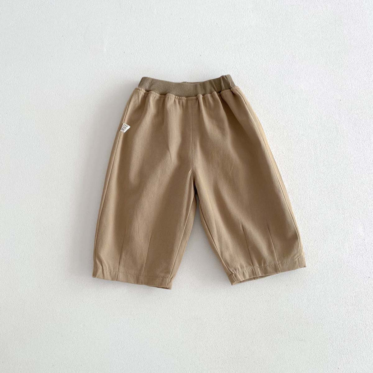 A Children's Spring/Summer Solid Color Casual Pants Baby Woven Cotton Wide Leg Pants for Boys and Girls Korean Edition Outgoing Pants with Open Crotch - Mixbatch