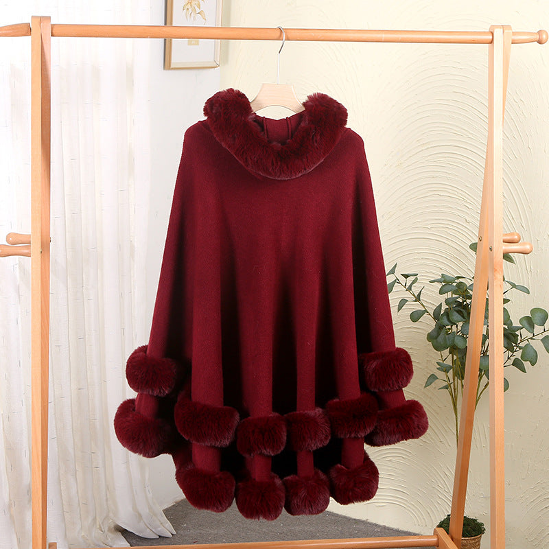 A new loose fur collar shawl