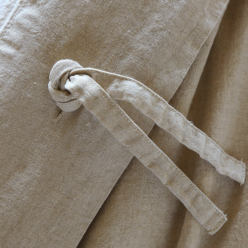 Minimalist Japanese Linen Four Piece Bedding Set Solid Color Button Cotton Linen Bed Sheet and Duvet Cover 1.8 Home Textile Bedding - Mixbatch