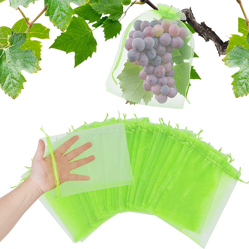 A Cross-border, mesh bag fruit insect-proof bag bird-proof bag gauze mesh bag reusable tomato eggplant grape apple MOQ: 500 PIECE - Mixbatch