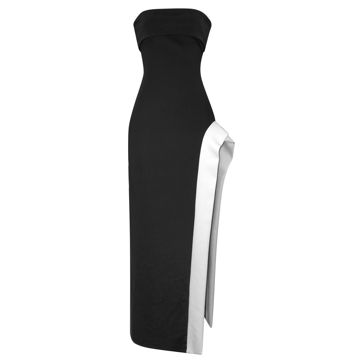 D109DS European and American cross-border 2025 spring tube top contrasting color splicing high split sexy backless evening dress long dress socialite - Mixbatch