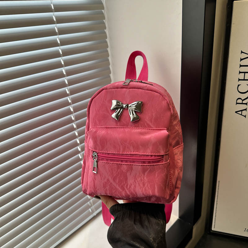 A Bow Casual Fashion Korean Edition Large Capacity College Style Girls Light Small Travel Back Shoulder Backpack Women