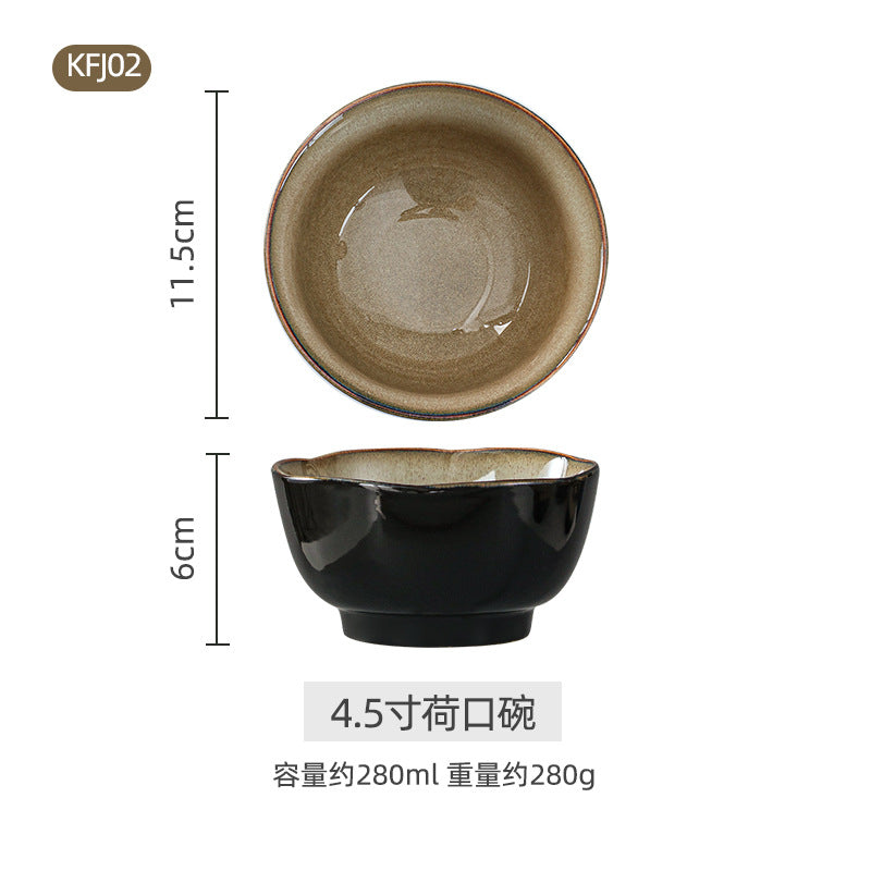 A Japanese-style kiln-changed retro coffee gold creative ceramics simple high-end light luxury cup, bowl, plate and tableware combination set