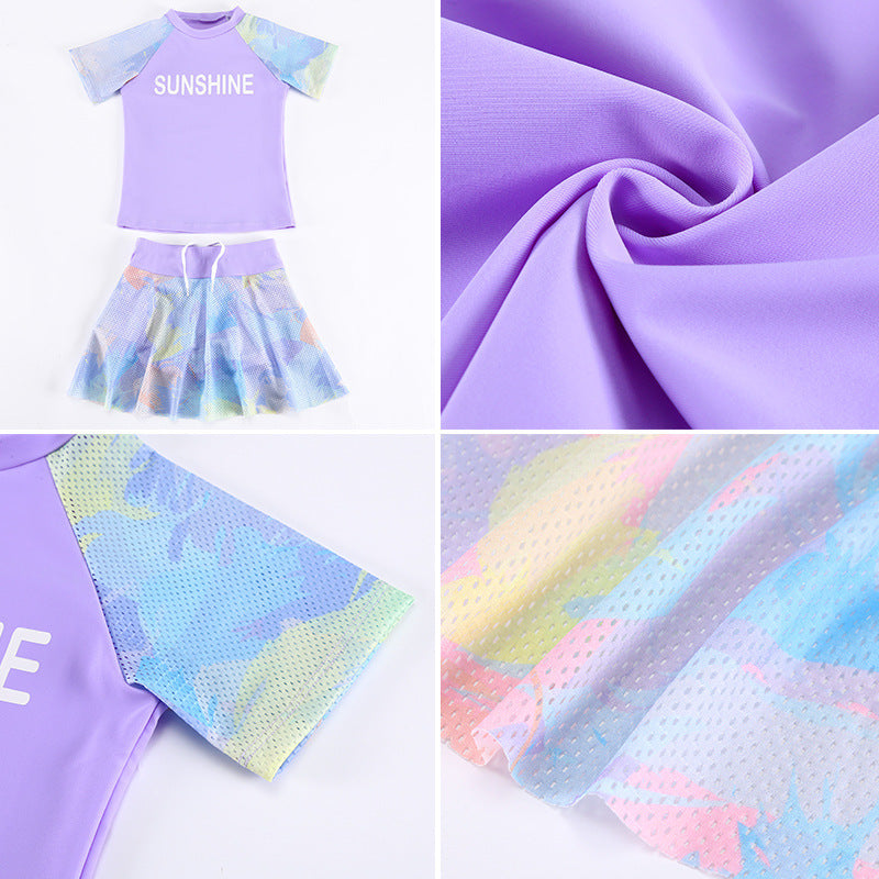 A medium and large children and girls swimsuit Japanese split swimsuit cartoon princess skirt hot spring swimsuit - Mixbatch