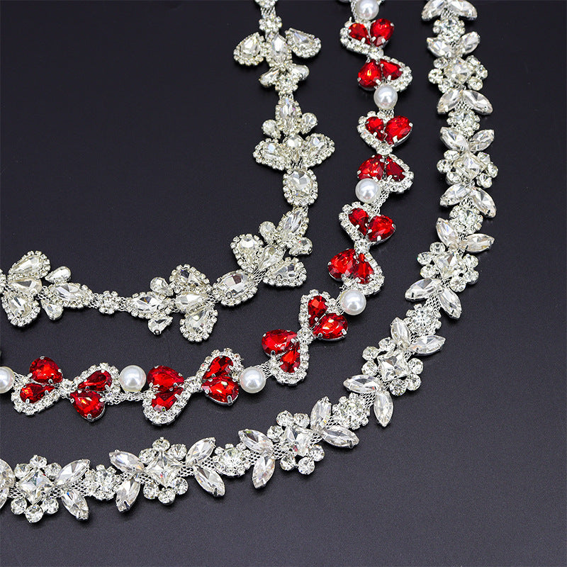 A rhinestone chain diamond jewelry fancy welding drill chain hand seam drill metal chain accessories horse eye drill claw chain DIY accessories - Mixbatch