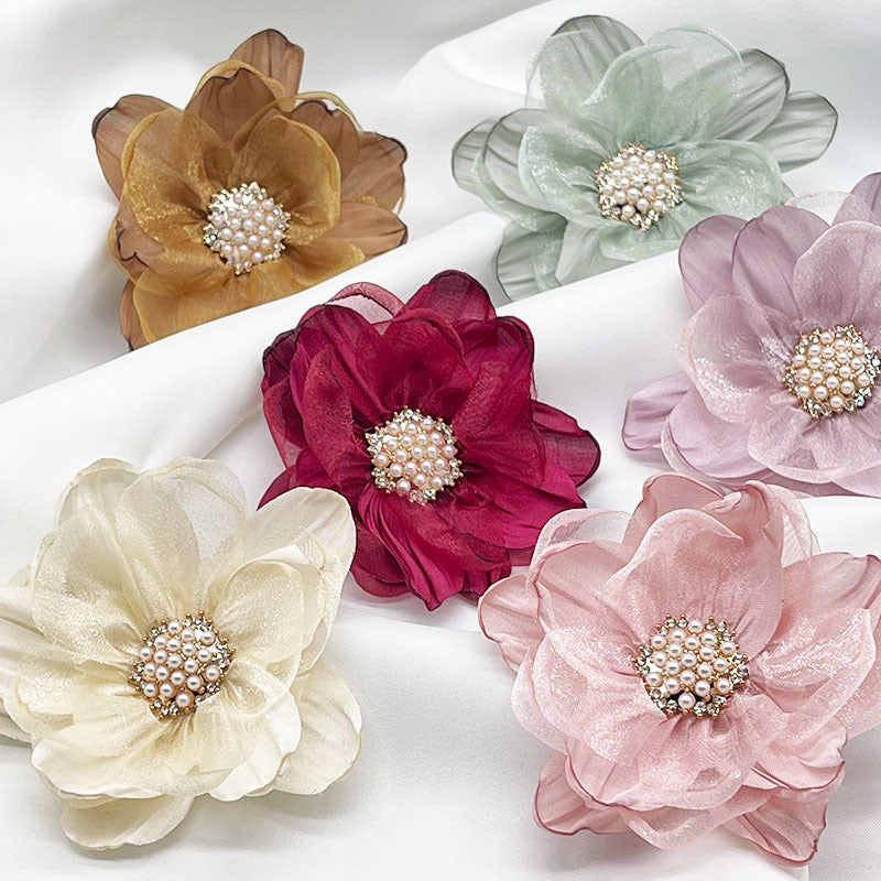 A fabric three-dimensional yarn handmade beads DIY dress shoe flower brooch jewelry accessories Eugen yarn flower accessories - Mixbatch
