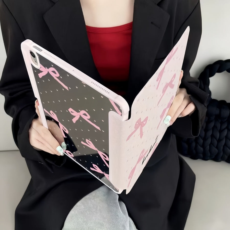 Pink Mirror Bow Tablet Case iPad Air4/5/6/Pro 11 2024/10.2/9.7