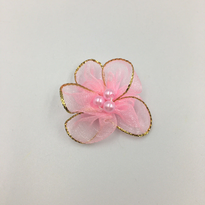 A Simulation plum blossom, flower with pearl snow yarn Phnom Penh snow yarn small flower ribbon flower shoe flower clothing flower wholesale - Mixbatch