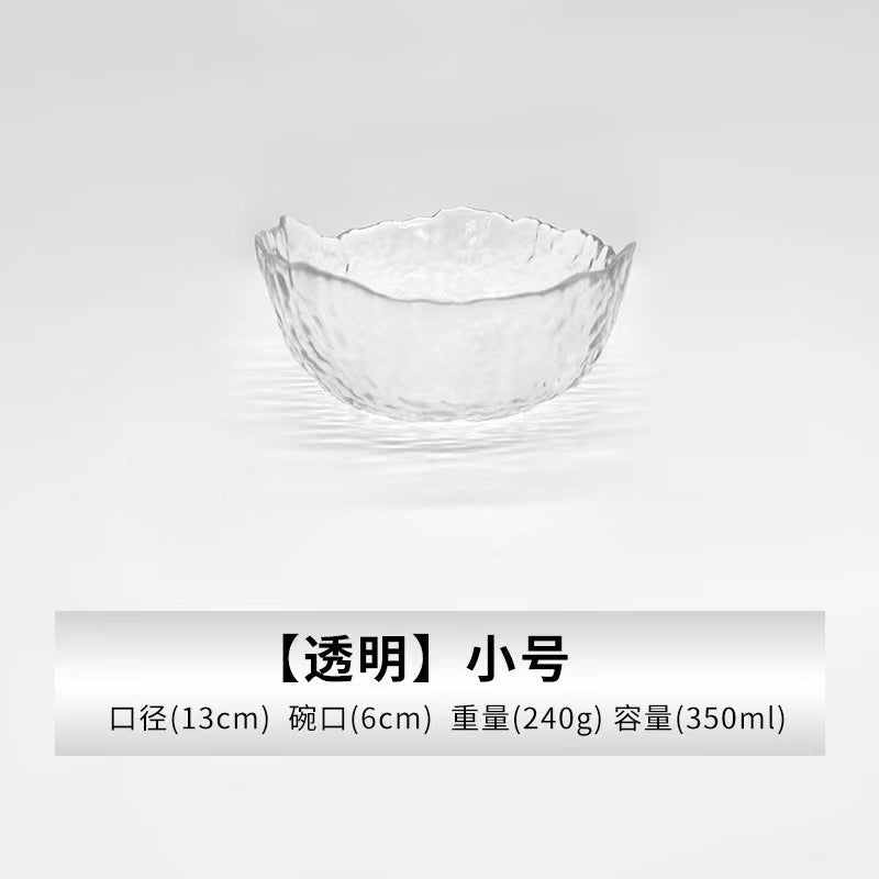 A Creative Japanese Lotus Mist Powder Glass Fruit Salad Bowl Set High Value Dessert Bowl Light Luxury Simple Household Fruit Plate