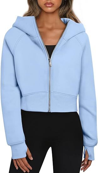 A hooded zip sweater