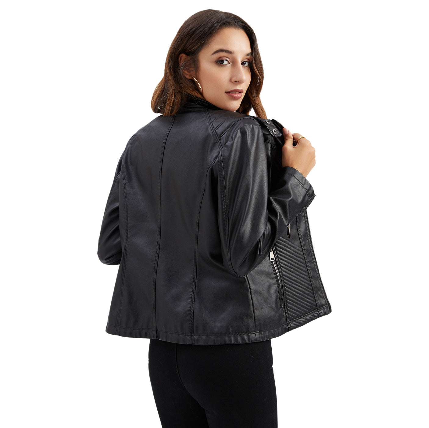 A women's leather jacket
