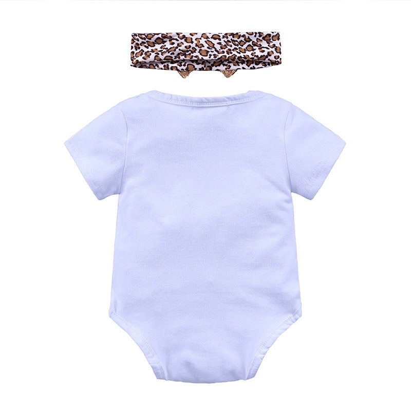 A cross-border foreign trade new baby short sleeved triangle jumpsuit+headband summer cotton jumpsuit crawling suit for infants and young children - Mixbatch